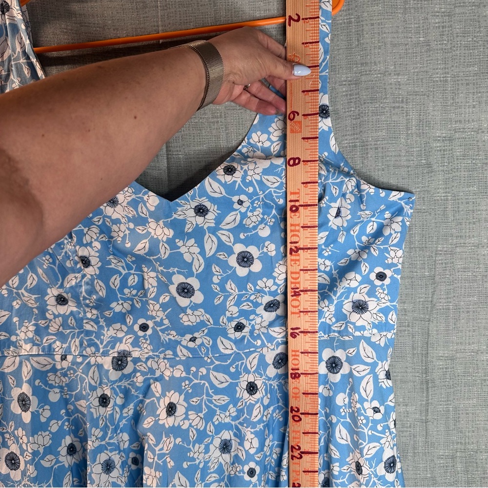 Hell Bunny Blue Floral 50s Retro Swing Dress 4XL Pockets Rockabilly Pinup Swing - Picture 13 of 14